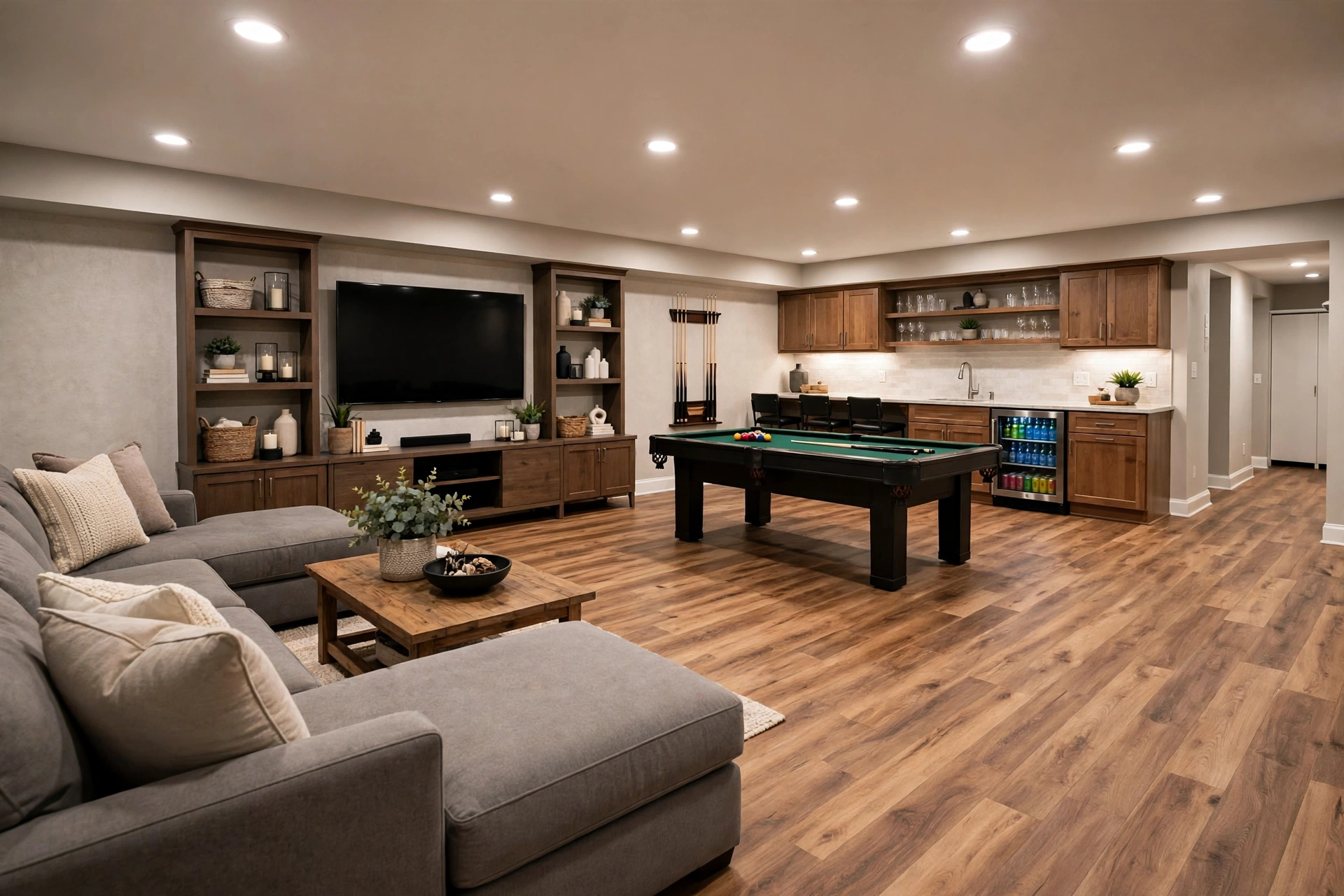 After photo,  Basement LVT Flooring in Fairwood, by Bowie LVT Flooring Company