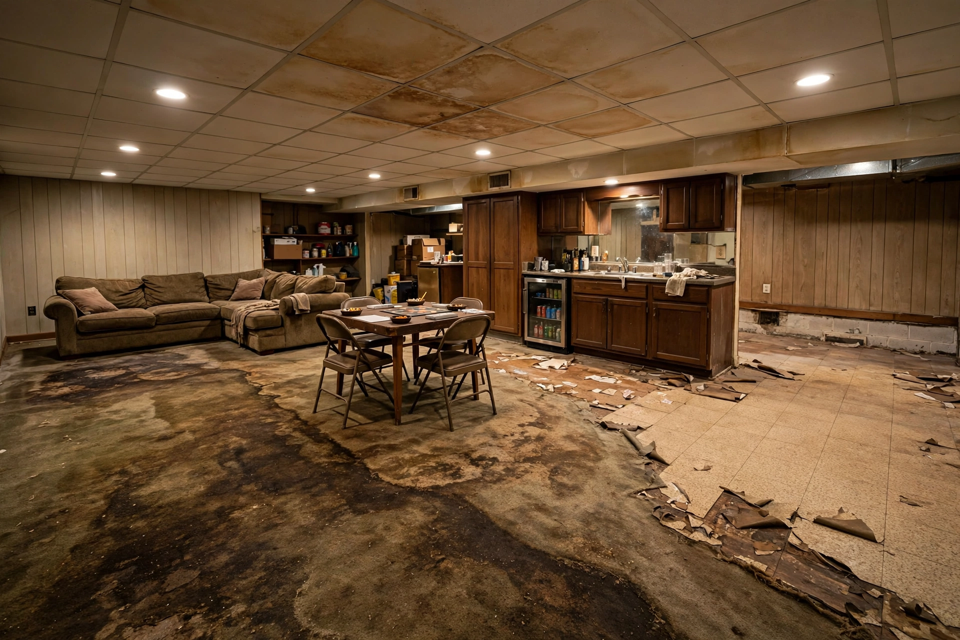 Before photo,  Basement LVT Flooring in Fairwood, by Bowie LVT Flooring Company