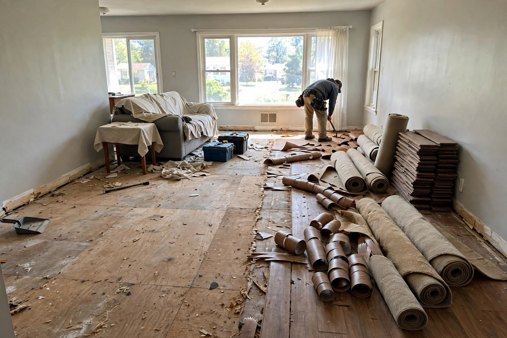 Before photo, Old Flooring Removal and Disposal in Chapel Forge, by Bowie LVT Flooring Company